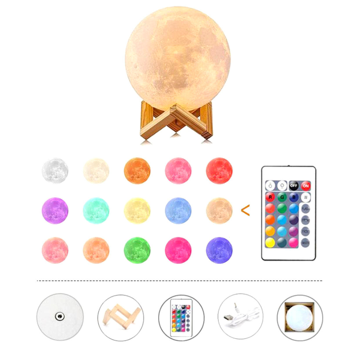 3D Moon Lamp 16 Colors